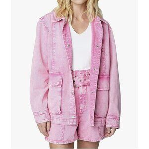 Blank NYC Denim Shacket Cid Wash Shirt Jacket Raspberry Sorbet XL NWT
